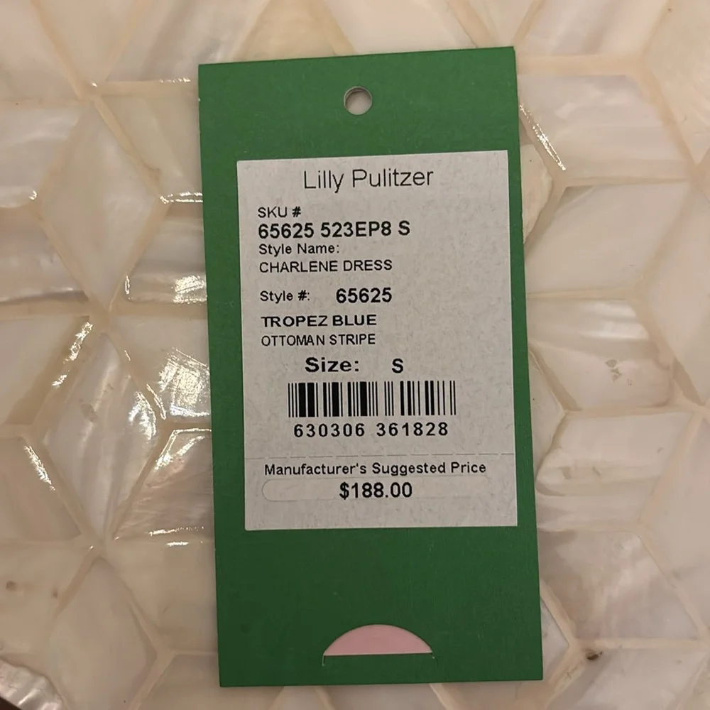 Lilly Pulitzer Charlene Dress Tropez Blue Ottoman Stripe 3/4 Sleeves Size S - Picture 5 of 5